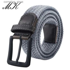 Ceintures Nouvelle ceinture tressée élastique pour hommes ceinture élastique en toile décontractée pour femmes la version coréenne de la ceinture à boucle ardillon Y240315