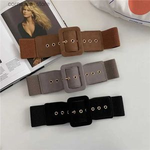 Cinturones Nuevo cinturón de moda para mujer con cubierta elástica de cintura ancha para abrigo versátil diario decoración de vestido cinturón de mujer de moda Y240315