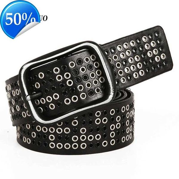 Ceintures Nouveau métal lourd Cowboy Punk Ceinture en cuir véritable Hip Hop s pour hommes jean mâle sangle Ceinture Homme YQ231027