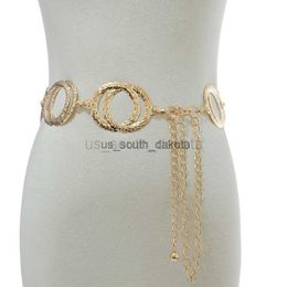 Ceintures Nouveau Unique Double anneau chaîne en or ceinture femmes mode ronde en métal argent ceintures femme jean robe ceinture 2022 L0825