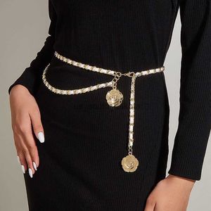 Ceintures Nouvelle fleur Unique chaîne en métal ceinture femmes mode or noir blanc fines ceintures femme jean robe ceinture 2023 L0825