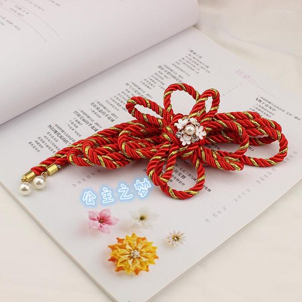 Ceintures Obijime Obi Ceinture Traditionnelle Japonaise Style Kimono Yukata Perles Cristal Rouge Rose Blanc Fleur Ceinture Accessoires HW014