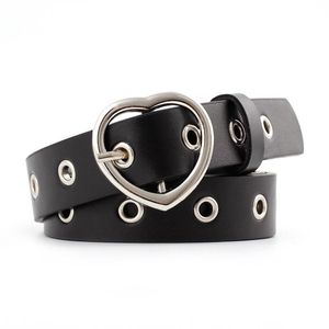 Ceintures Olome Vintage 2.5cm Large Oeillet Oeillet Ceinture En Cuir Femmes Rose Noir Blanc Coeur Boucle Argent Taille Femme Jeans