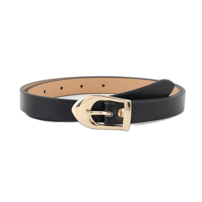 Belts Original Luxury Metal Buckle For Women Jeans Dresses Coats Sweaters Black PU Leather Ladies Outfits Accessories