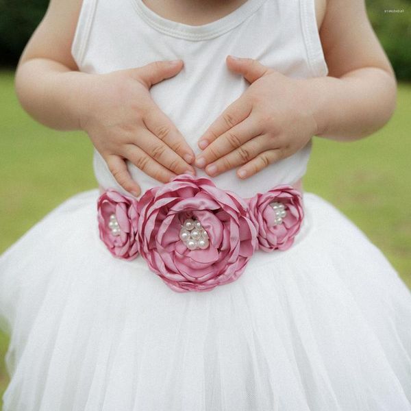 Cinturones Pearl Flower Girls Dress Cinturón para niños Diadema Mujer Novia Dama de honor Cintura Pography Embarazada Po