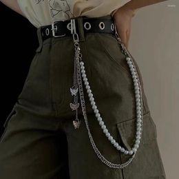Personnalité des ceintures Simple Hip Hop Étudiant Hommes Femmes Bijoux Gift Jeans Chaîne Butterfly Belt Pearl taille
