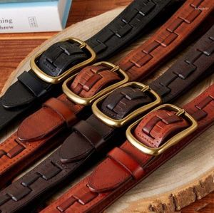 Riemen gepersonaliseerde modetrend geweven riem mannelijke lederen pin buckle cowhide jeugd retro handgemaakte broek