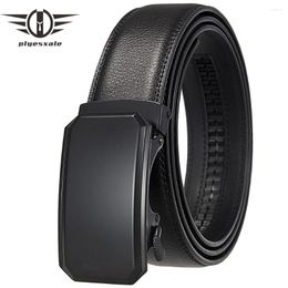 Cinturones Plyesxale para hombre Cinturón de vestir de cuero genuino con hebilla automática Negro Formal para hombres Diseñador casual B1560