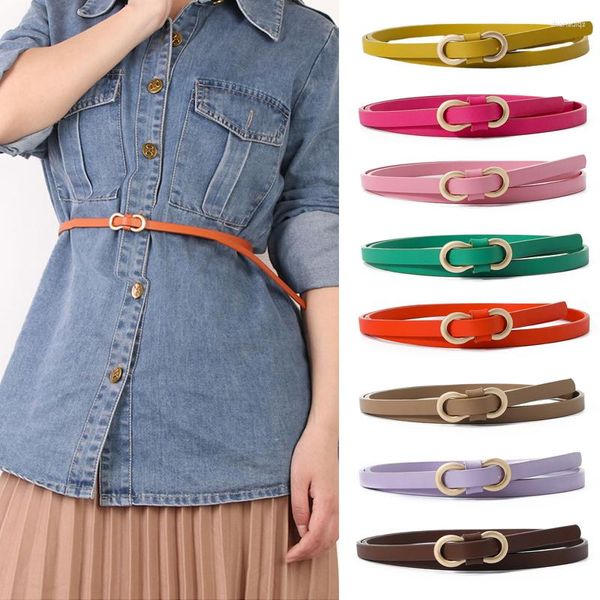 Cinturones Cinturón de hebilla portátil en forma de 8 que combina con todo Simple DIY Faux Leather Cintura delgada Mujeres Classic Vintage Color sólido