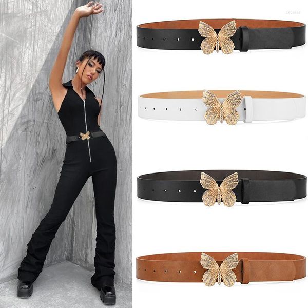 Ceintures PU cuir papillon métal boucle ceinture mode femmes filles robe Jean pantalon ceinture dames gothique accessoires