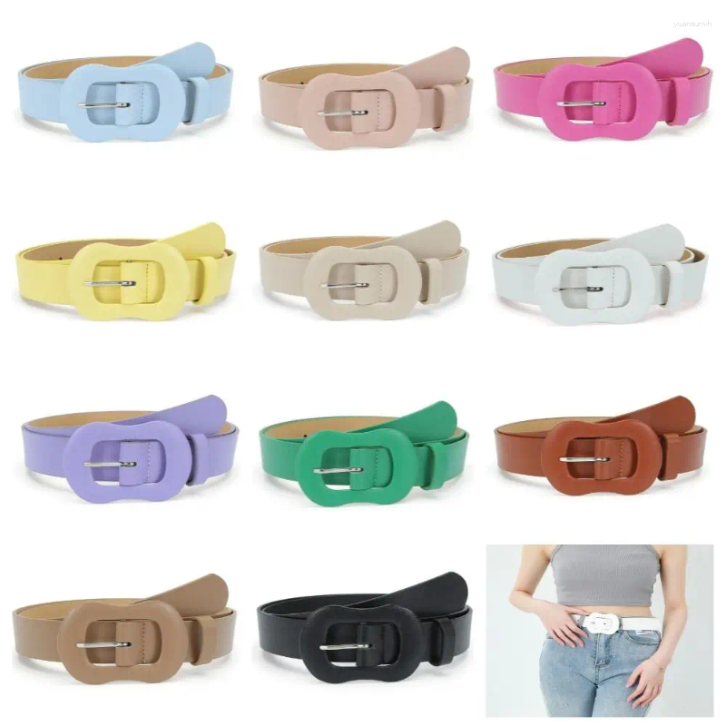 Belts PU Leather Metal Buckle Japanese Korean Style Wide Waist Candy Color Women Waistbands Jeans