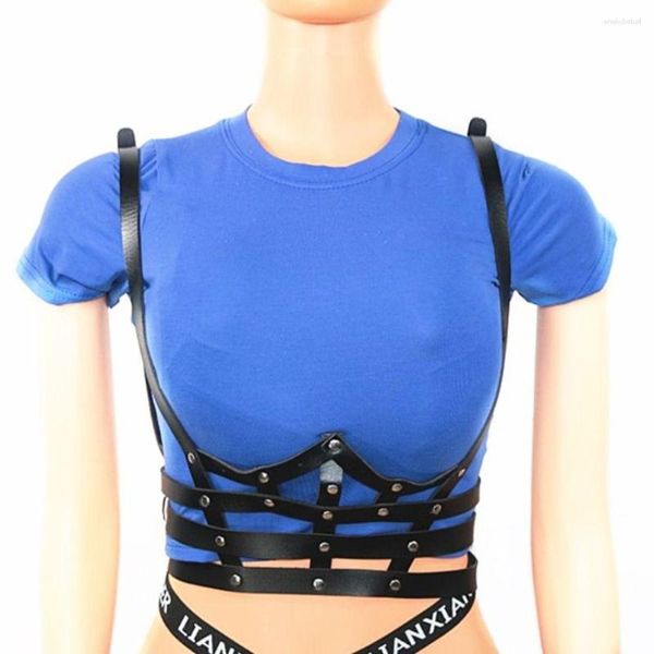 Ceintures PU Cuir Punk Ceinture Sexy Harnais réglable Soutien-gorge Top Taille Plus Taille Strappy Poitrine Corps Femmes