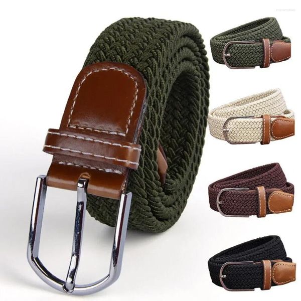 Ceintures de poinçonnage élastiques extensibles pour hommes, accessoires en toile, cuir tissé, mariage, femmes, marié, pas de tenue pour la mode