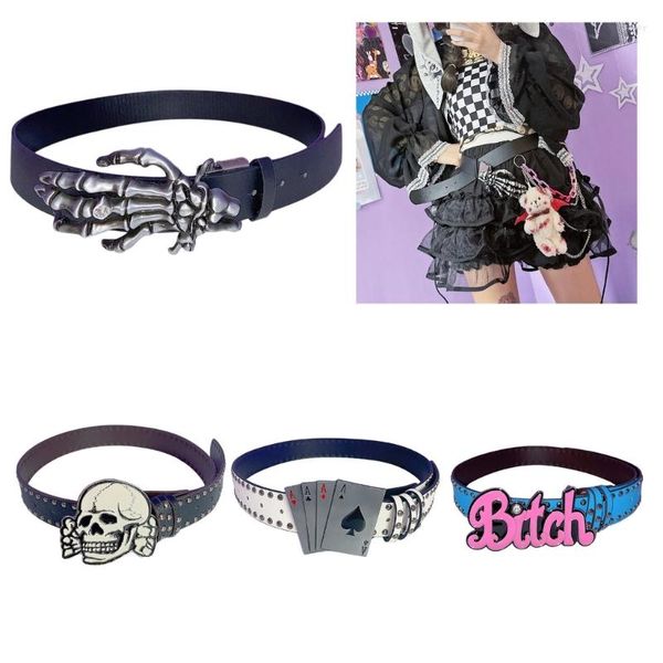 Ceintures Punk Ceinture Jean Ceinture Y2K Boucle Vintage Cloutée Pour Les Bandes Hip-Hop Joueur Country Girls