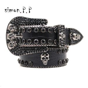 Ceintures Punk foncé strass ceintures femmes concepteur bracelet en cuir diamant Bing ceintures Western Cowboy Y2K E filles mode ceinture pour jean hommes 231128