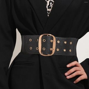 Ceintures Punk Double broche Boucle large ceinture à tendance tendance PU PU Elastic Washing Classic Robe Coat Girdle For Women Girls