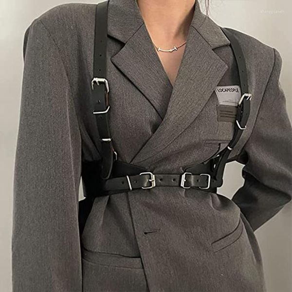 Ceintures Punk cuir harnais ceinture gothique costume jarretelle Steampunk sous le buste Corset avec sangle gilet Clubwear chemise robe gilet