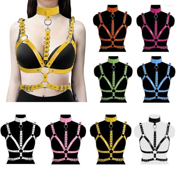 Ceintures Punk en cuir harnais sangles ceinture gothique danse Rave porter des Costumes de sexe Bondage mode Cosplay soutien-gorge en cage jarretelle serrée