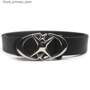 Riemen Punk Moon Star Buckle Design Cross Metal Vintage Gothic Mens Y2K Belt Pu Leather Belt Jeans broek Decoratieve riem Q240425