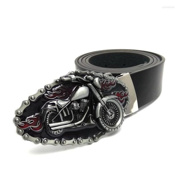 Cinturones Punk Motocicleta Modelado Llama Cowboy Aleación Cinturón Hebilla Western Cowgirl Metal con cuero de PU negro para hombres Jeans