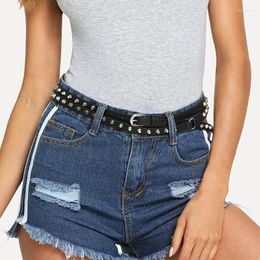 Cintos punk pu falso couro longo cinto para mulheres homens liga fivela rebite cintura cinta jeans calças femininas designer cintura fina