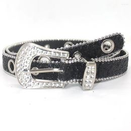 Ceintures Punk Strass Ceinture Marque 3.8cm Y2k Bling Sequin Designer PU Ceinture De Mode