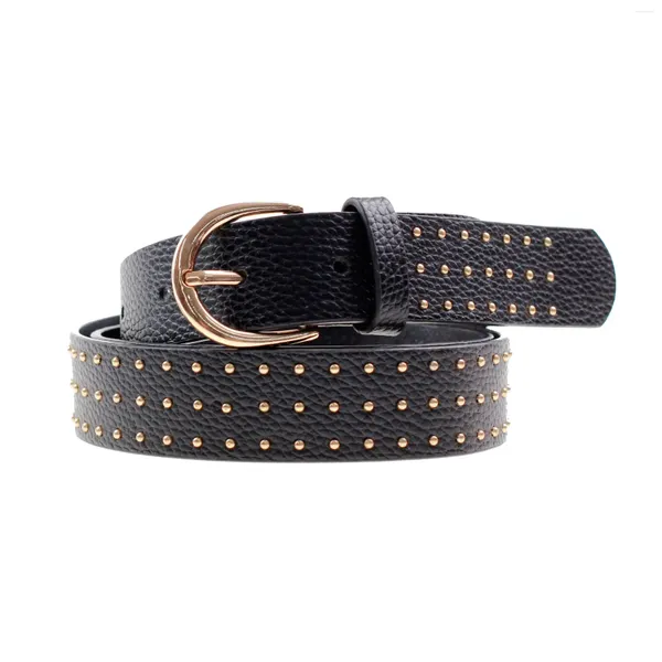 Ceintures de style punk rivet ceinture féminine à la mode et polyvalente motif en lit en or