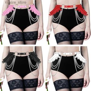 Ceintures Punk taille chaîne gothique pour femmes ailes décor corps ceinture réglable taille chaînes pour Halloween danse fête bijoux L240308