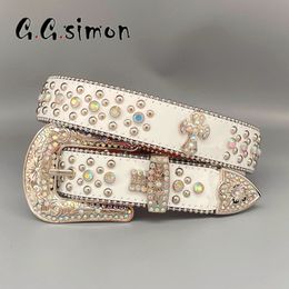 Ceintures Punk blanc ceintures femmes concepteur bracelet en cuir diamant Bing ceinture Western Cowboy Y2K E filles mode ceinture pour jean hommes 230915