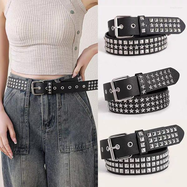 Cinturones Punk Y2k Pu Star tachonado cinturón para Mujeres Hombres gótico cintura Correa diseñador lujo hombre mujer Jeans pantalón pretina decorativa