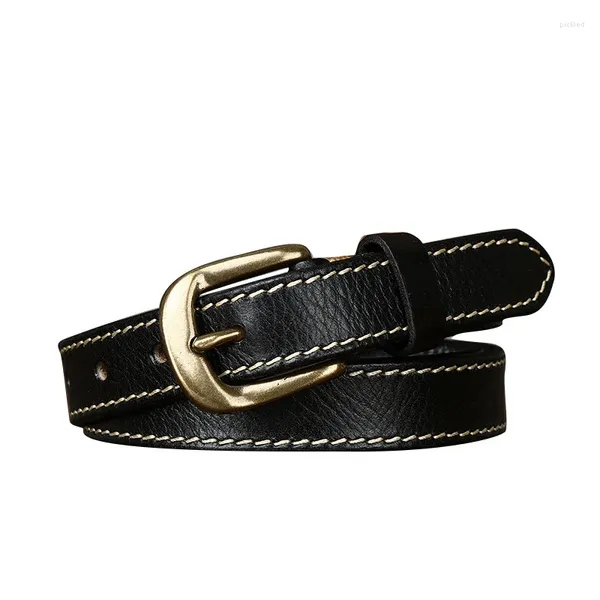 Ceintures Pure peau de vache 2.4cm de large femmes ceinture en cuir véritable pour femme sangle décontracté tout-match dames réglable