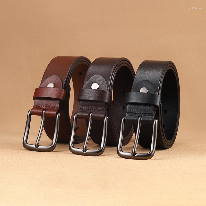 Bälten Pure Cowhide Belt för mäns äkta läder Fritid för ungdomar reser med justerbart toppskikt handgjorda A3437