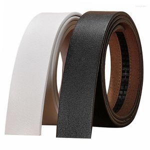 Ceintures Ceinture en cuir de vachette pure sans boucle en cuir véritable sans automatique hommes femmes noir marron blanc de haute qualité