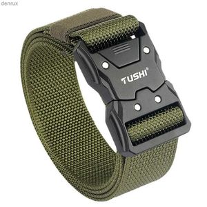 Riemen Quick Release pluggable Buckle canvas tactische riem stoere nylon militaire riemen voor mannen duurzame gevechtswebbing tailleband trainingL240409