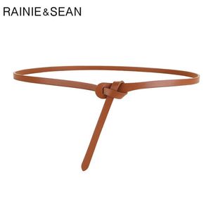 Riemen Rainie Sean Knot Women Belt Cowk -Skin Leather Dunne damesriem voor kledingkwaliteit tweede laag koe huidriem vrouwelijke taille riem T221012