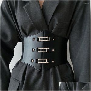 Ceintures rétro élastiques femmes corset exquise fine artisanat faux cuir en cuir boucle largeur de ceinture large accessoires accessoires