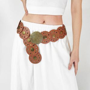 Ceintures rétro ceinture de mode dames punk exagérée PU taille décorée avec une personnalité épissée de la plaquette