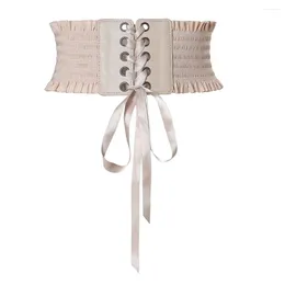 Ceintures rétro en dentelle étendue ceinture d'étirement à la ceinture corset attachée beige 60-80 cm