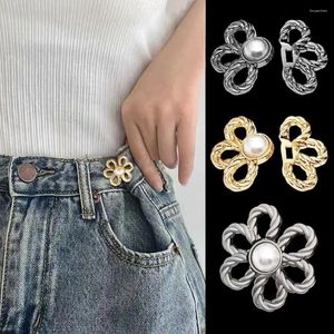 Ceintures Boutons métalliques réutilisables Pantalon de fixation de fleur de perle Pin Bouton rétractable Bouton Couture de couture pour les jeans Ajustement Réduire la taille O0P5
