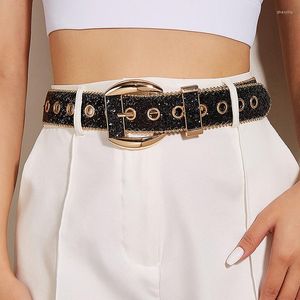 Belts Rhinestone lederen riem Goth punk dames mode meisje decoratieve jeans wijd