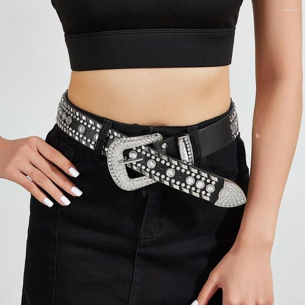 Cinturones Rhinestone Studded Skull Lether para mujeres Diseñador de lujo Marca Correa Jeans Proveedores Blanco Negro Diamante
