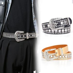 Belts Rhinestones Belt For Women Men Fashion Y2K Western Cowgirl Bling Crystal Budded Taille Riem Designer Bellets Beltsbelts