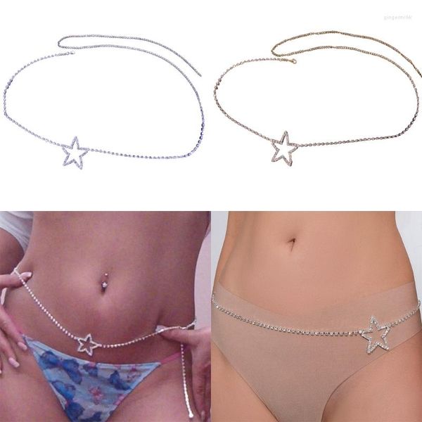 Ceintures strass étoile taille chaîne femmes pantalons ceinture décontracté ventre esthétique filles femme corps bijoux