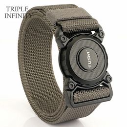 Riemen Roterende Metalen Inplugbare Gesp Voor Mannen Slijtvaste Nylon Tactische Riem Multifunctionele Outdoor Werk Jacht 231216