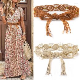 Cinturas s Ins Wind Fashionable Fashionable National Braid Women's Swide Belt Sistema de color de luz decorativa anudada larga