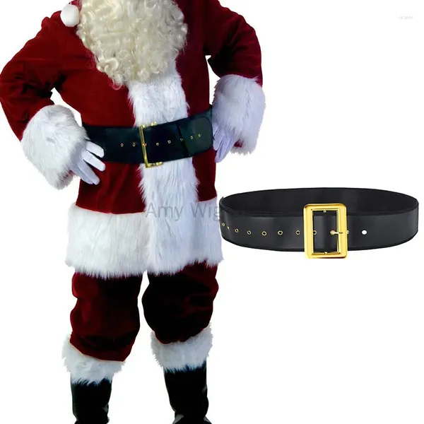 Cinturones Cinturón ancho de Papá Noel para hombre Disfraz Accesorios navideños para hombre negros y dorados