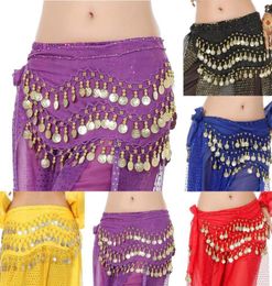 Belts Sanwood Fashion Belly Dance Hip Belt 3 Row128 Cadena de cintura de bufanda de monedas de oro para mujeres2151291