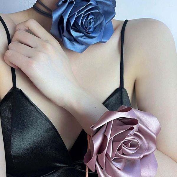 Ceintures Satin Rose Choker Ceinture Mode Taille Chaîne Collier Fleur Corps Jeans