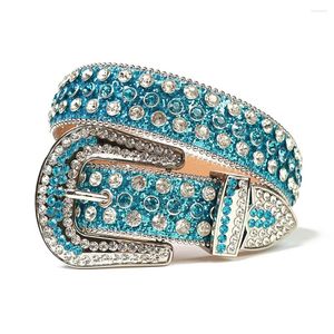 Riemen verkopen blauwe strass riem westerse cowboy -ontwerper diamant voor vrouwelijke man Crystal bezaaid strass ceinture femme