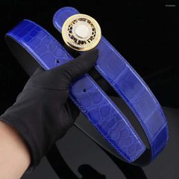 Cinturones Venta de piel de cocodrilo genuina Cinturón para hombres Shinny Alto brillo Vientre Hardware de calidad superior y hebilla de jade Hetian